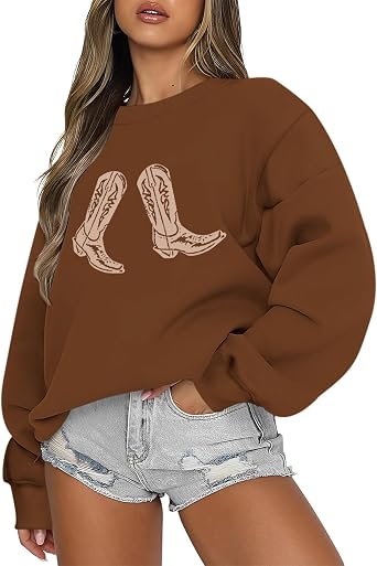 Western Cowgirl Boots Graphic Sweatshirts For Women Country Vintage Hoodies Long Sleeve Cowboy Rodeo Shirts Pullover
