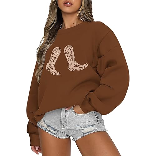 Western Cowgirl Boots Graphic Sweatshirts For Women Country Vintage Hoodies
