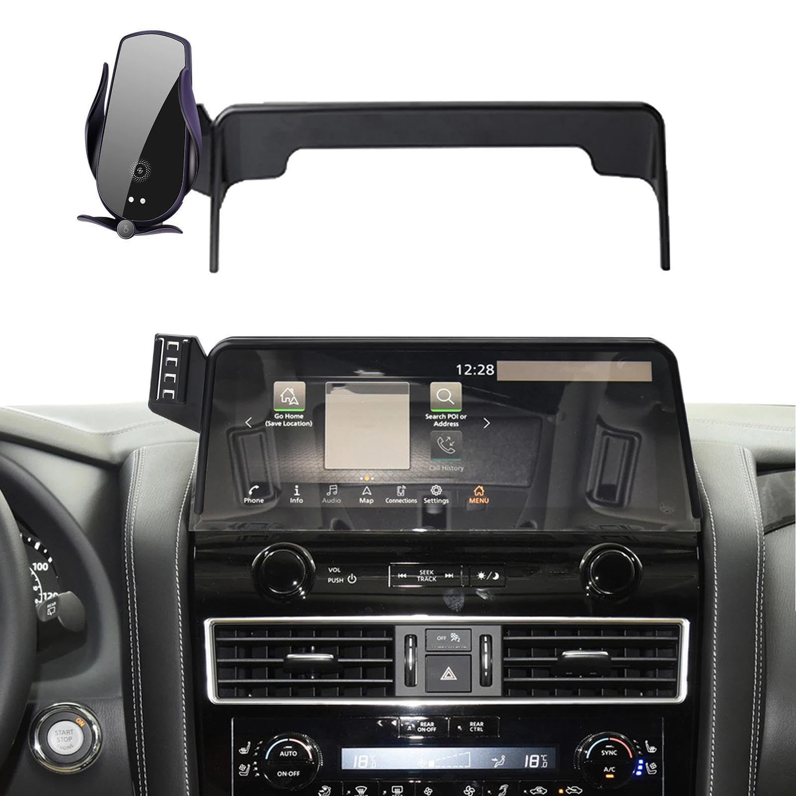 Soporte Móvil Coche para Nissan Patrol 2023-2024, Soporte para teléfono móvil de Coche con Soporte de navegación GPS (Carga de Doble Cabezal)