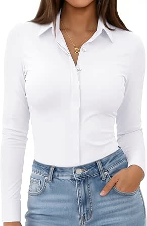 Siliteelon Women's Button-Down Work Blouse