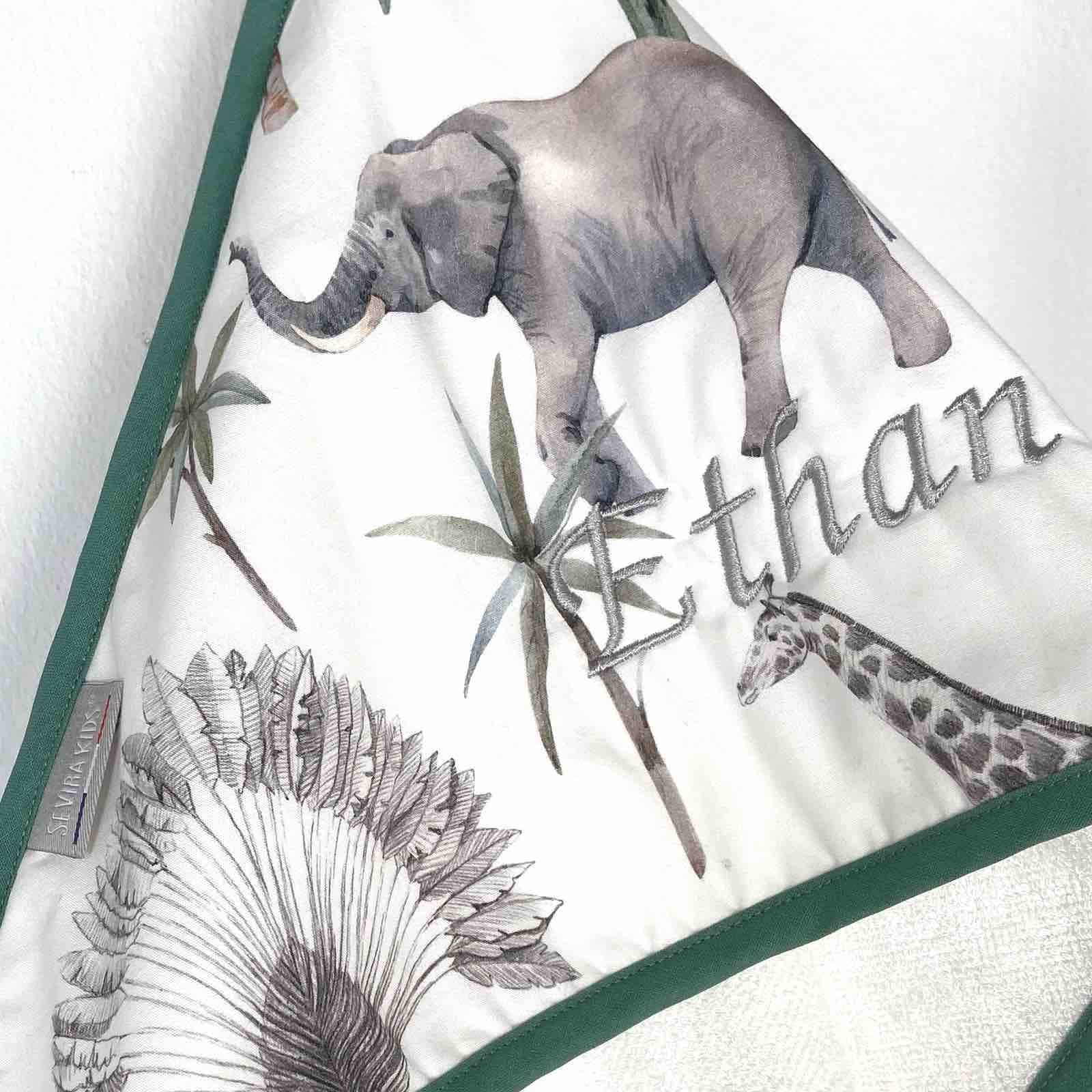 Sevira Kids - Grande cape de bain en coton et bambou, Safari Made in France