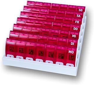 CINIBOX® CODE 7 Medikamentendispenser Pink – Smarte Tablettenbox 7 Tage mit App-Anbindung – Planung & Kontrolle – Ideal für Senioren – Pillendose, Wochenbox, Medikamentenbox – Made in Germany
