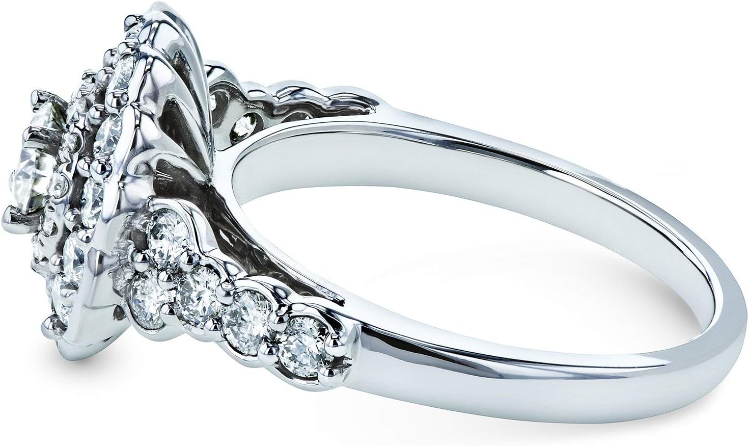 Kobelli Diamond Floral Double Halo Engagement Ring 1 1/10 CTW 14k White Gold