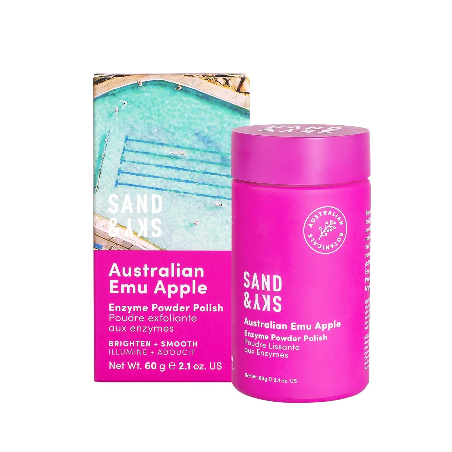 Sand & Sky Powder Exfoliator Enzyme Exfoliator Vitamin C Exfoliant - Australian Glow Berries Rice Polish Brightening Face Wash, Gentle Daily Exfoliant, Papaya Enzymes, Resveratrol