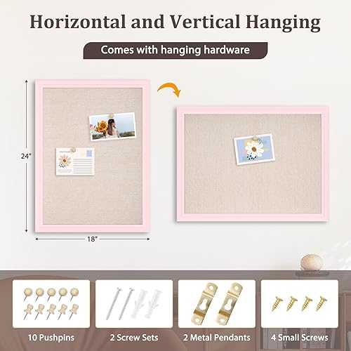 Vista 96 de DOLLAR BOSS - Tablero de corcho negro con lino de doble cara de 16 x 12 pulgadas, para paredes, marco de madera, para colgar, tablero de corcho