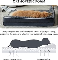 Vista 2 de BFPETHOME Camas ortopédicas para perros grandes - Cama de sofá impermeable para perros con funda extraíble y lavable, cama grande para mascotas