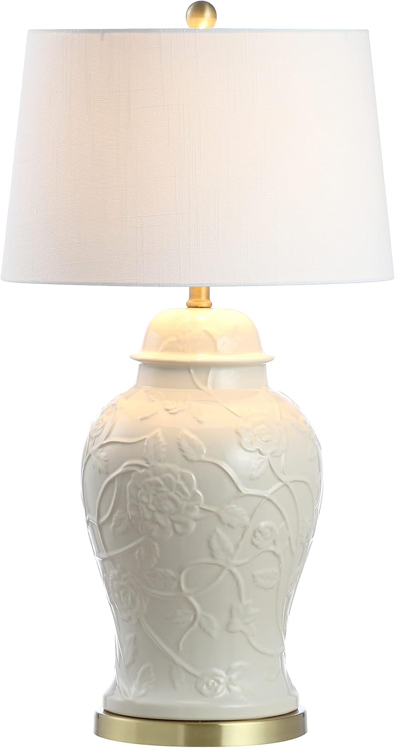 JONATHAN Y JYL6604A Naiyou 29.5" Ceramic Classic Traditional LED Lamp Table Lamp French Country Bedside Desk Nightstand Lamp for Bedroom Living Room Office College Bookcase LED Bulb Included, Cream