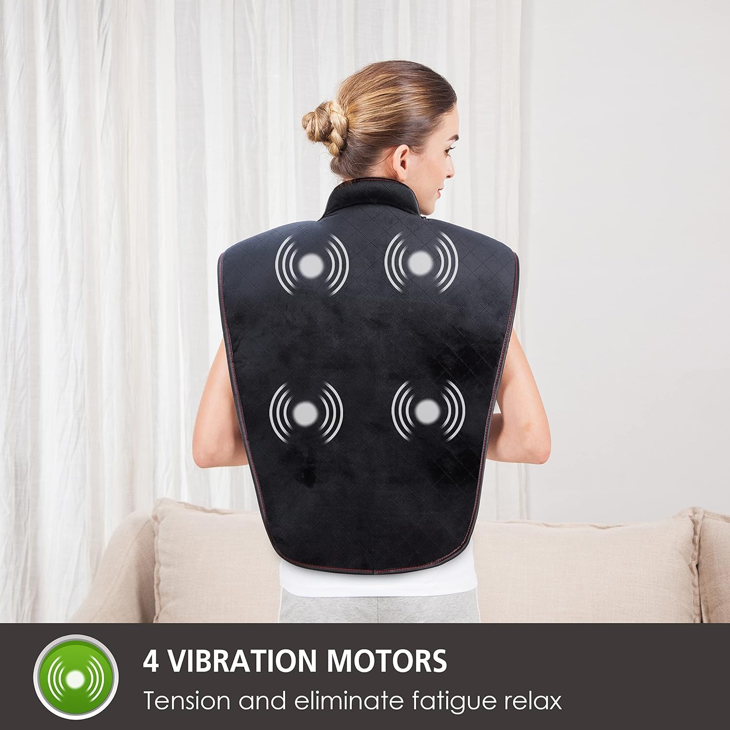 FLOITTUY Electric Heating Pad for Neck and Shoulders,Large Heating Pads for Back Pain Relief, Back Heat Wrap,Fast Heat Pad with Massager & 5 Massage Mode, Auto Shut Off,Gifts for Women,Men 1