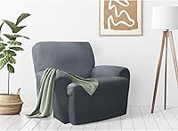 Vista 14 de Zenna Home, Funda para muebles azul pizarra: funda elástica de felpa de 1 pieza para sofá biplaza