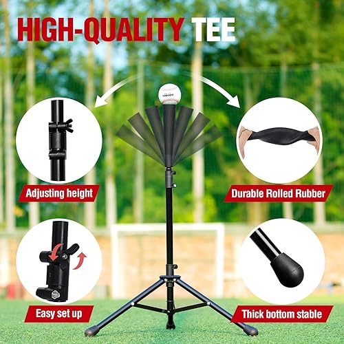 Miniatura 4 de Zupapa Combo de práctica de béisbol y sóftbol  Paquete de 12 camisetas de red de 7 x 7 pies  Juego de 12 pelotas de béisbol, zona de golpe vívido