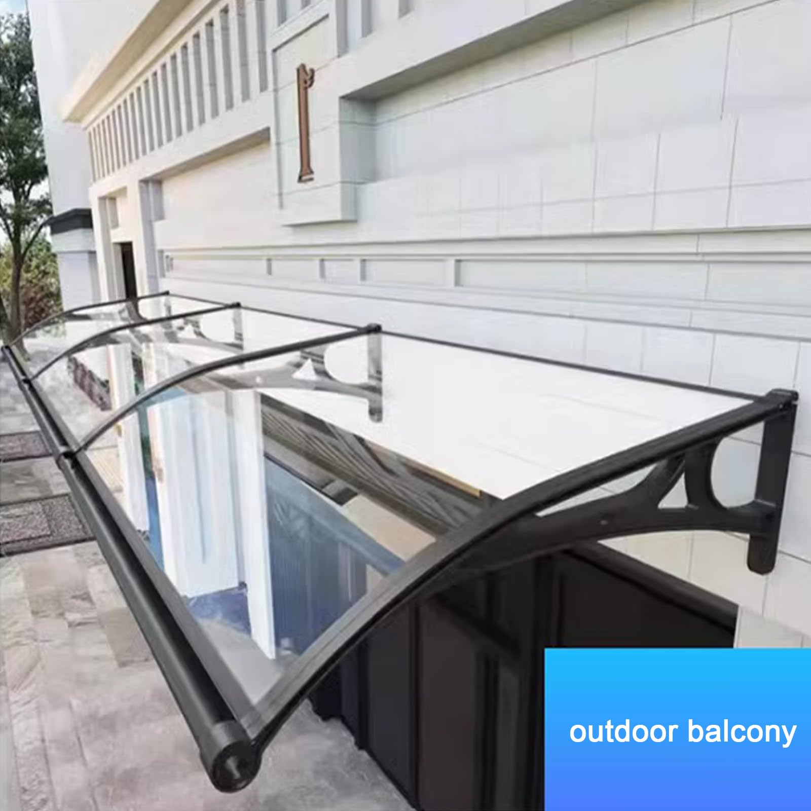 Marquesina para Puertas de Aleación de Aluminio para Fregadero,Cubierta de Policarbonato Transparente,Toldo de Entrada de Porche,Dosel de Techo,Marquesina Puerta Exterior (60x170cm/24"x67")