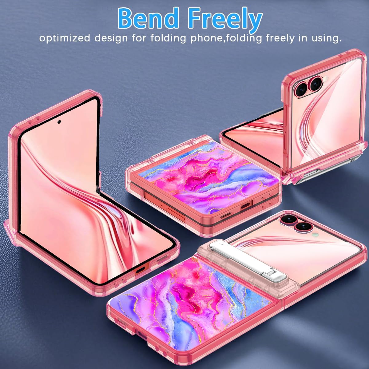 Casetego for Galaxy Z Flip 7 Case Magnetic,[Compatible with MagSafe][Built-in Screen Protector][Kickstand][Hinge Protection] Slim Shockproof Cute Women Girl Case for Samsung Galaxy Z Flip 7,Pink/Blue