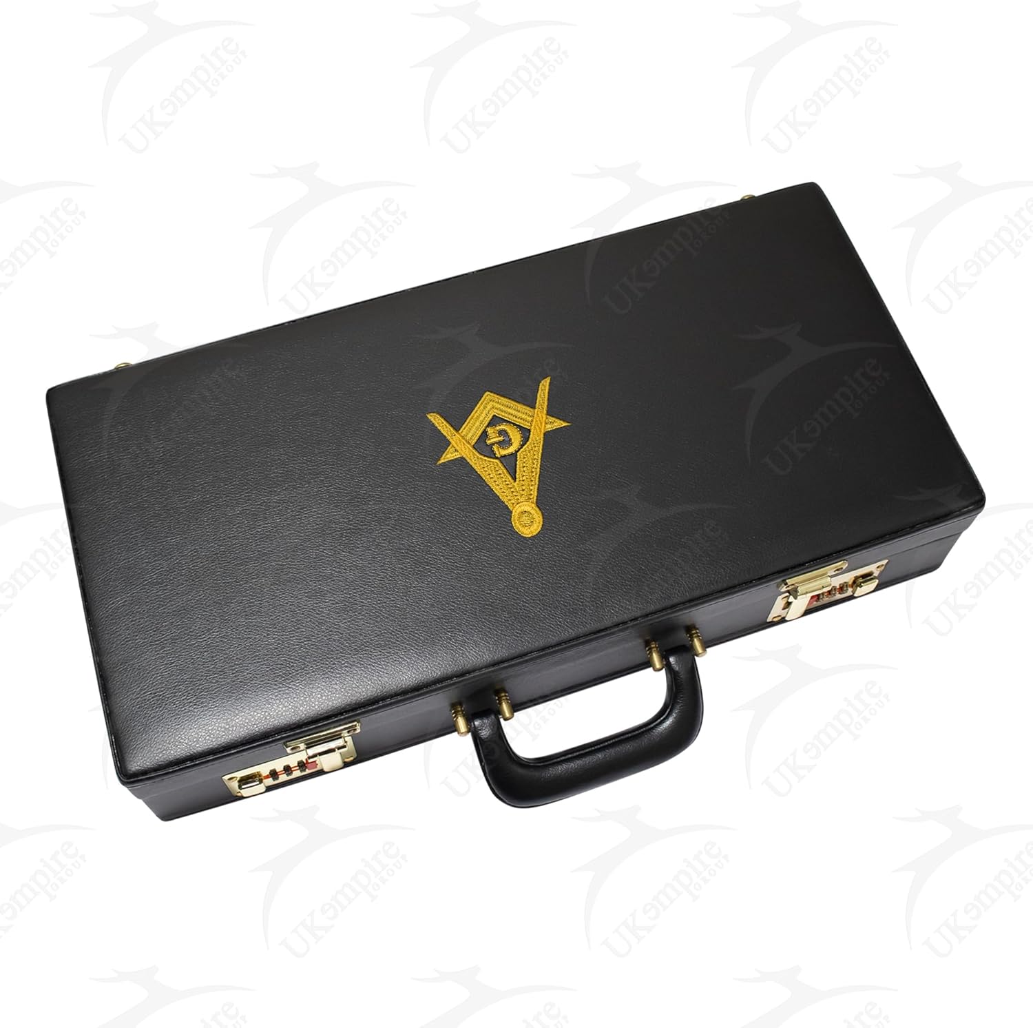 Premium Masonic Apron Half Briefcase Square Compass G Gold – Freemason Regalia Hard Case & Leather Bags