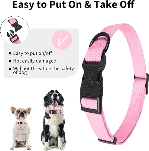 Miniatura 9 de lynxking Collar de perro suave acolchado transpirable de algodón sólido fuerte ajustable collar para mascotas para cachorros pequeños