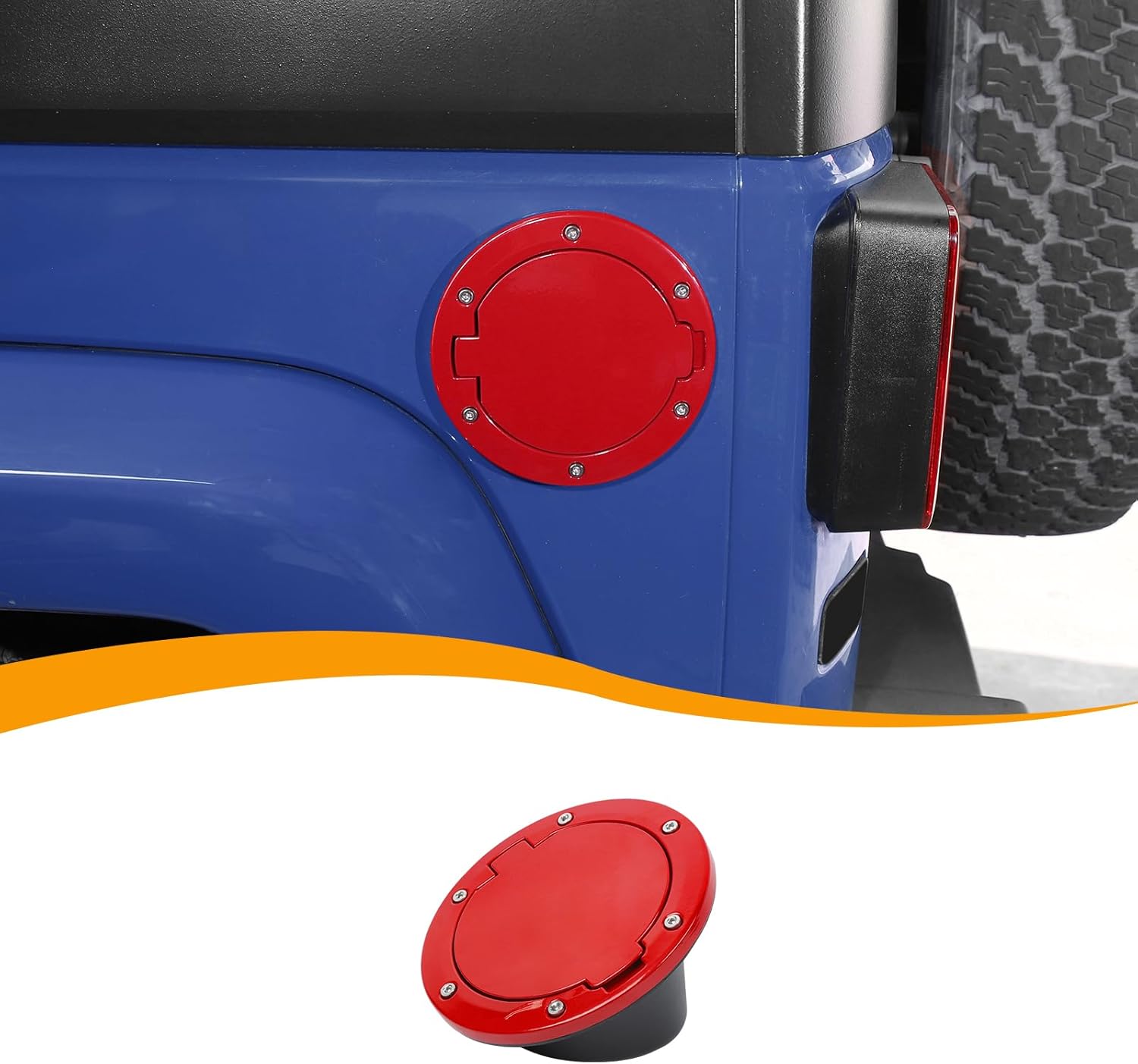 Hoolcar For JK Fuel Filler Door Cover Gas Tank Cap Cover Compatible with Jeep Wrangler JK JKU 2007-2017, Exterior Accessories, Red