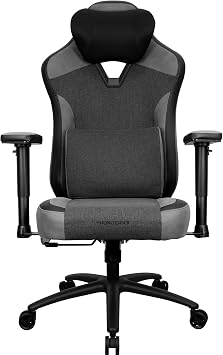 ThunderX3 EAZE Gaming Chair, for Adults Ergonomic Office Chair, High Back Desk Chair, Synchronous Tilt, Memory Foam Lumbar Support, Neck Pillow, Adjustable Soft Armrest, Fabric, Loft Dark Grey