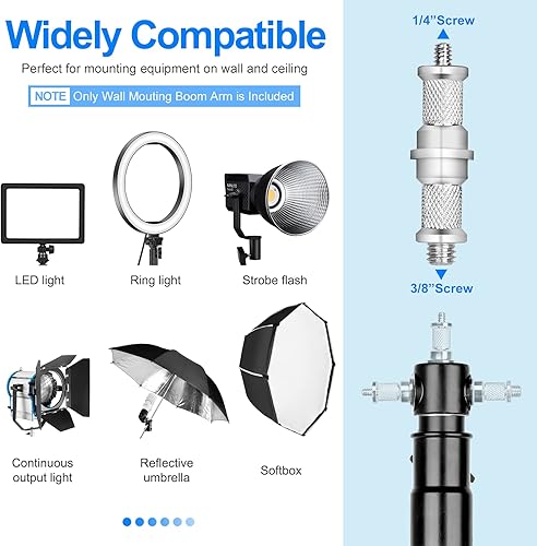 Miniatura 4 de EMART Brazo triangular de montaje en pared, soporte de rotación flexible de 180, longitud máxima 70.9 pulgadas70.9 in, ahorra espacio, iluminación