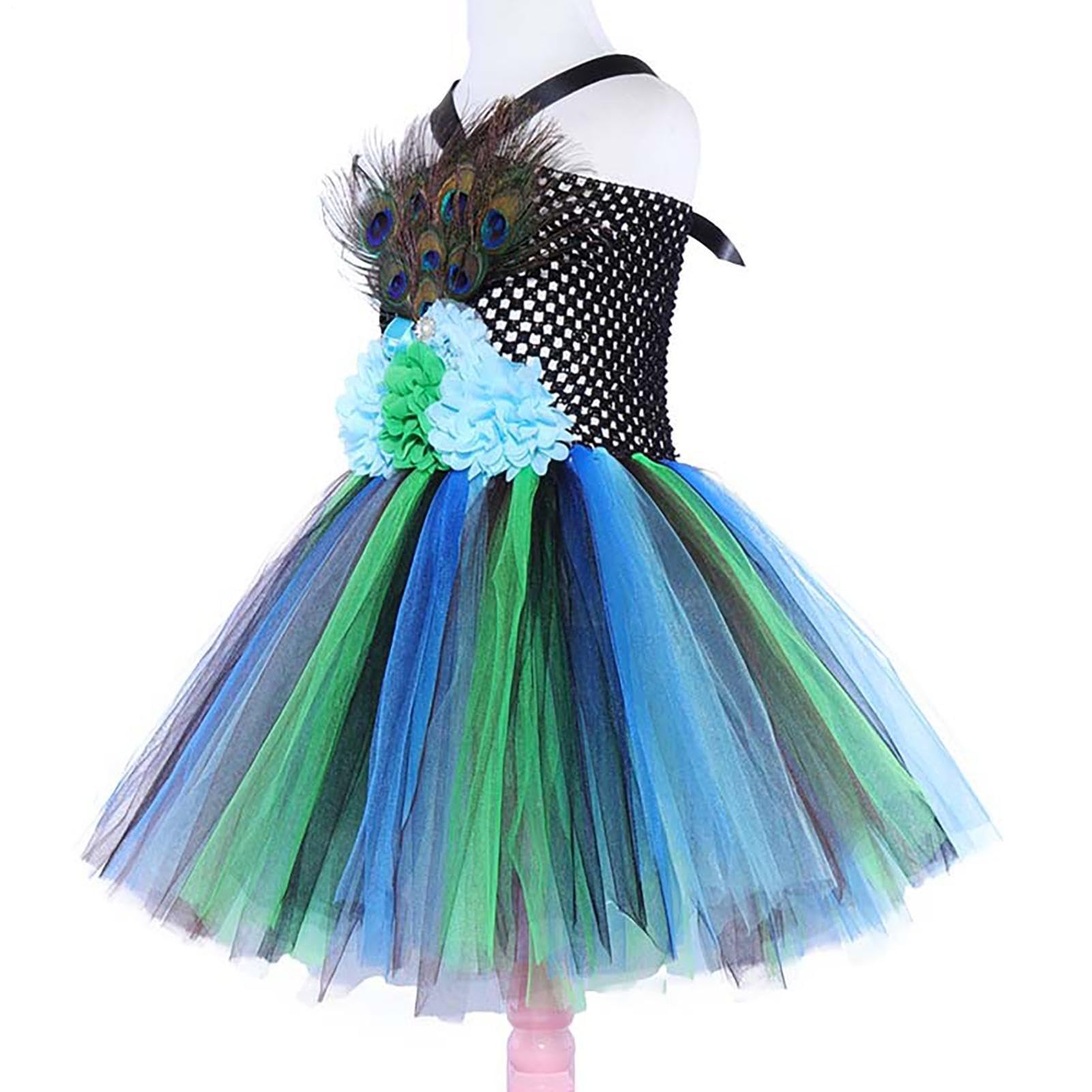 Tutu Abito Costume Svolazzante Maniche Corte con Fascia per Capelli