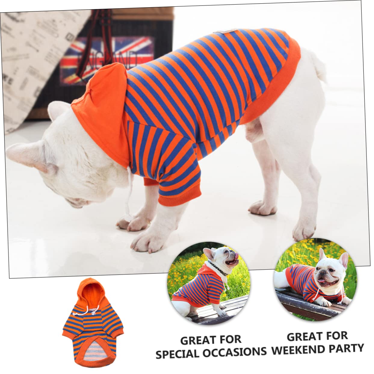 Kisangel 3piezas Ropa para Mascotas Sudadera De Rayas para Perros Pequeños Cómoda y Cálida para Ocasiones Especiales y Actividades Al Aire