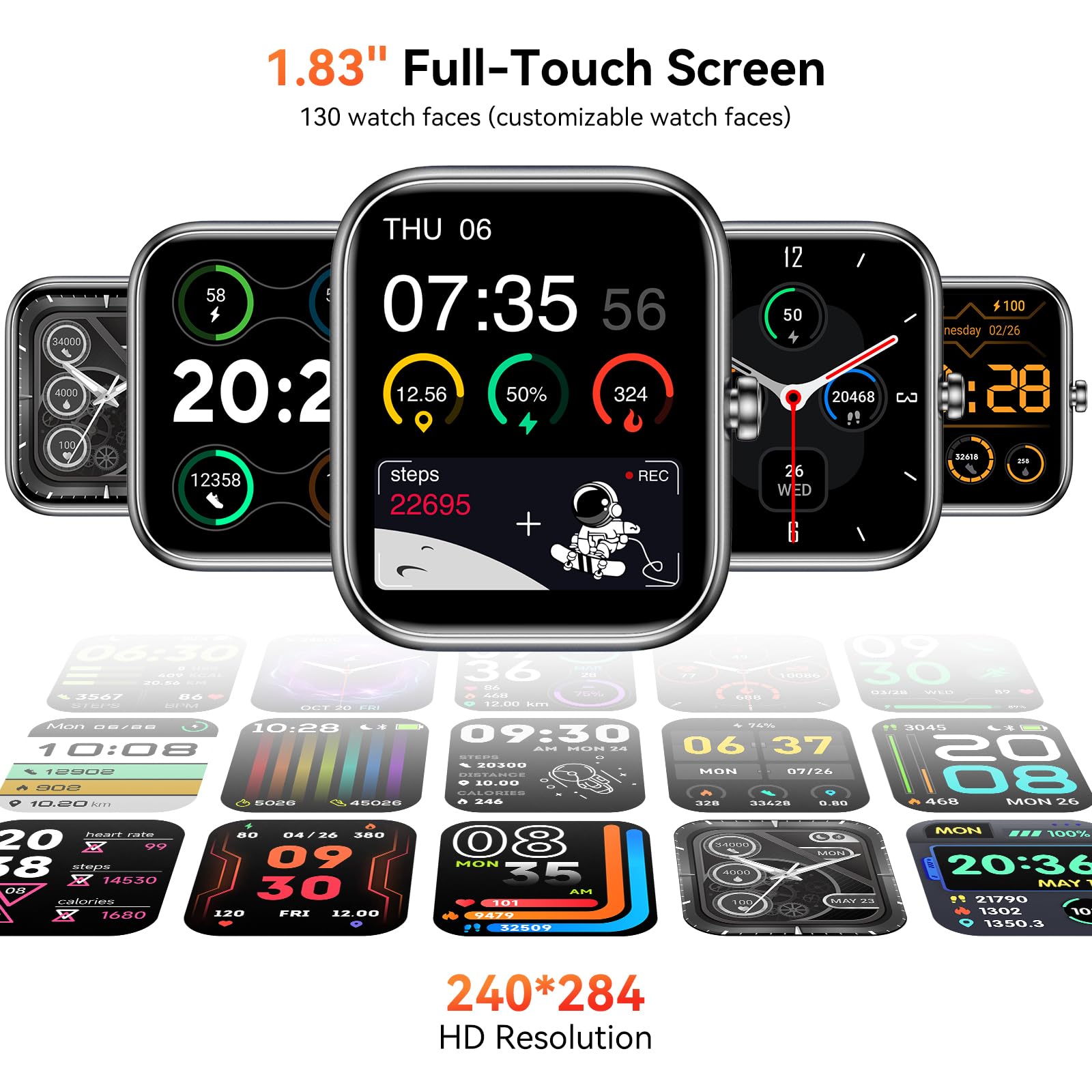 Smart Watch con Alexa integrato, 1,8 pollici HD Health Fitness Tracker, chiamate/notifiche Bluetooth, oltre 120 modalità sportive, monitoraggio della frequenza cardiaca/sonno 24/7, impermeabile IP68