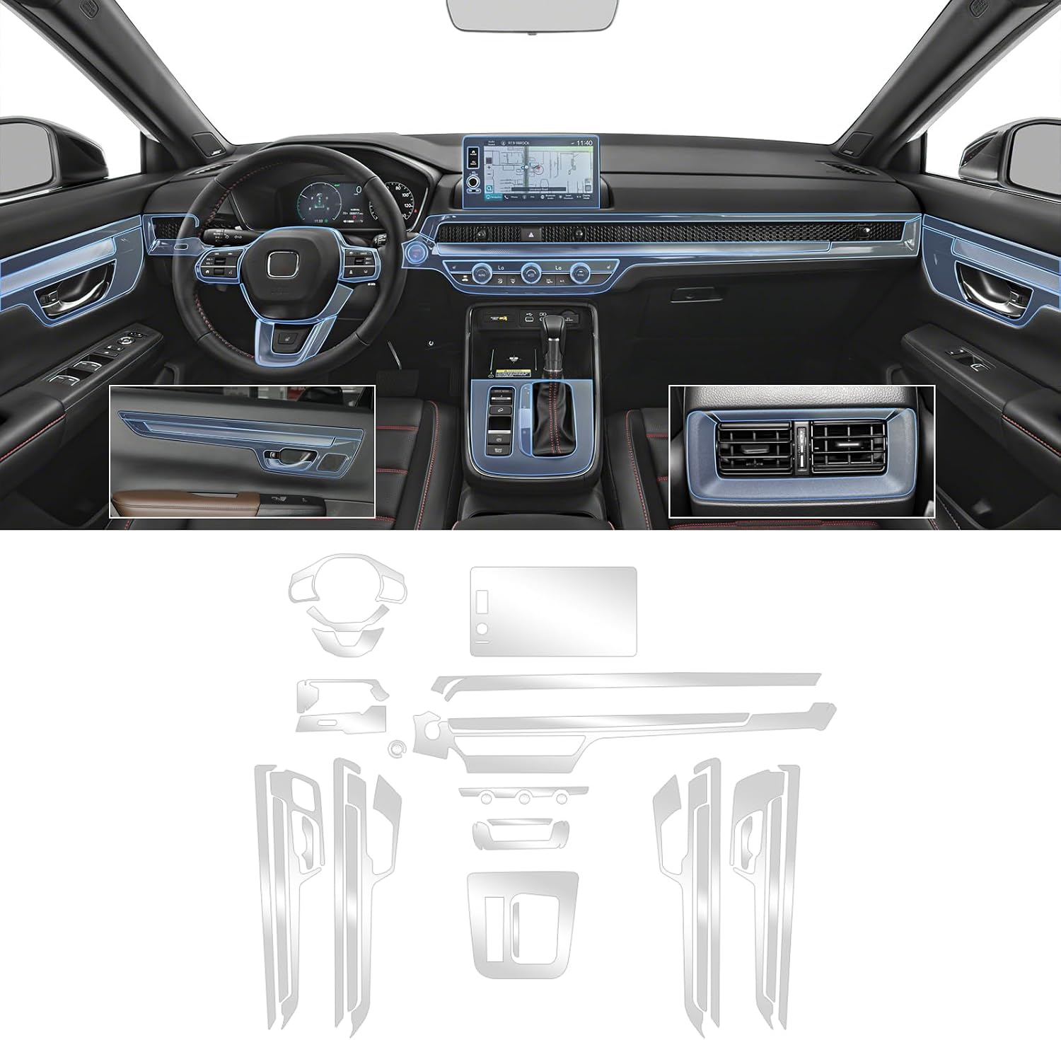 for 2023-2025 Honda CRV PPF Precut 8.5Mil Car Paint Protective Film TPU HD Film Scratch Protector Interior Accessories (Screen Style B)