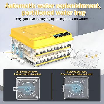 288 Egg Large Capacity Incubator, Automatic Egg Turning & Humidity Control, Includes Egg Candler, Day Counter & Automatic Water Filling System for Hatching 268Eggs