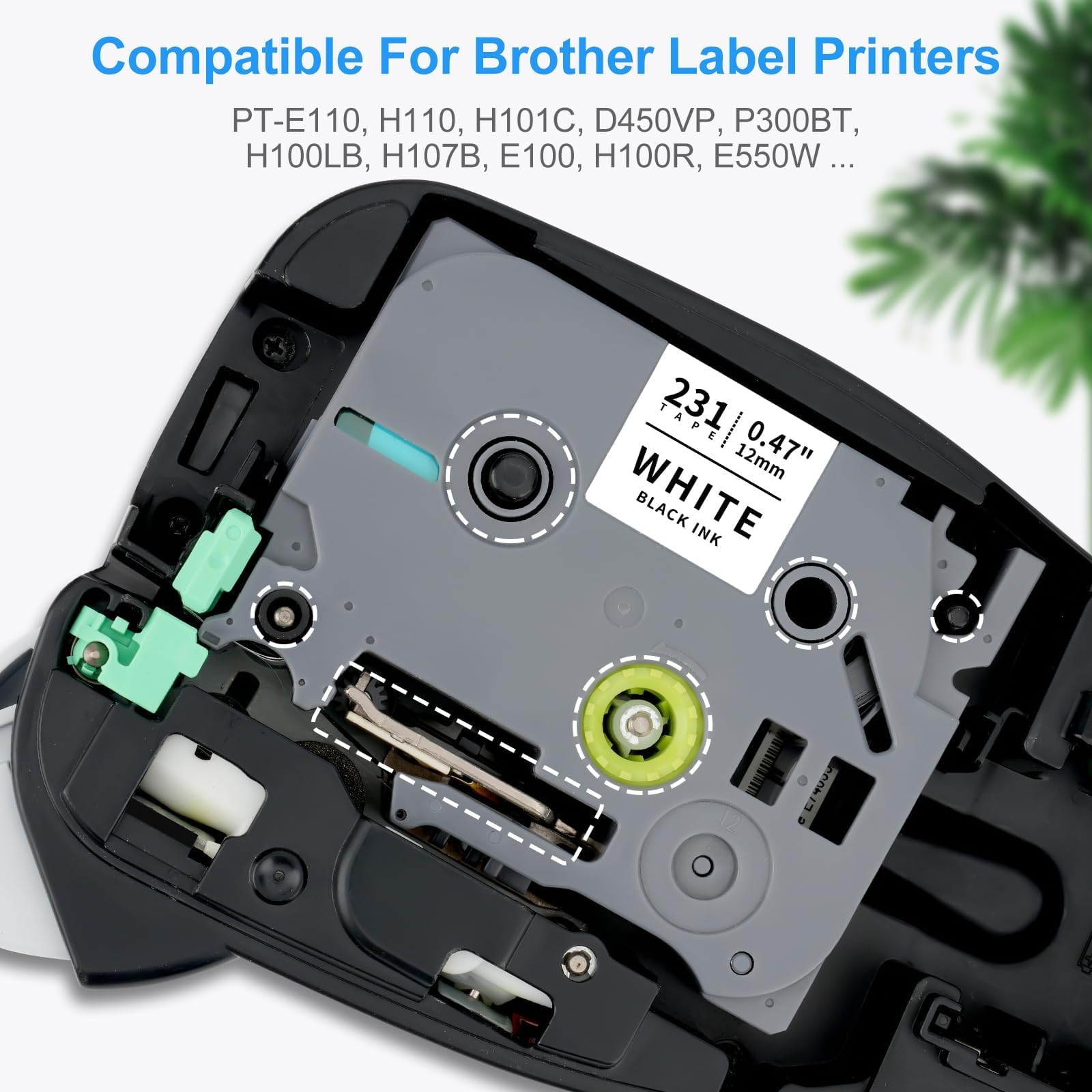 5x XemaX Nastro per Etichette Compatibile con Brother P-touch TZe-231 Nero su Bianco Brother 12 mm 0,47" Nastri per Etichettatrice Brother PT-H105 H100LB 1010 1000 P300BT H100R D400 E100 H110