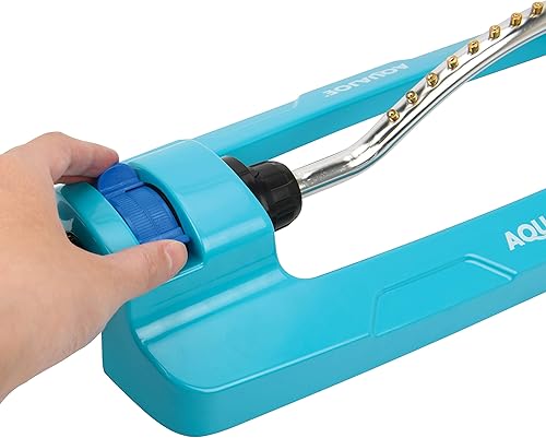 Miniatura 4 de Aqua Joe AJ-OMS18-BRS - Rociador oscilante indestructible de 4295 pies cuadrados de 18 agujeros, herramienta de limpieza integrada