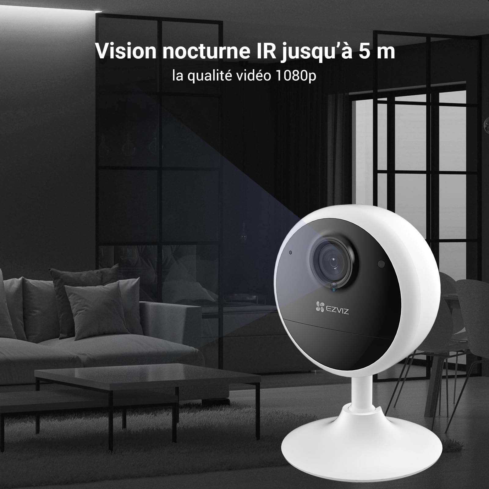 EZVIZ CB1 1080P Camera Surveillance WiFi Intérieur sans Fil sur Batterie 1600mAh, Caméra Bébé WiFi 2.4Ghz, Détection de Personne, 5m Vision Nocturne, Audio Bidirectionnel, Type C, Magnetic Mount