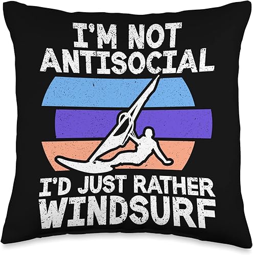 Windsurfing Surfing Board Water Sports Throw Pillow, 16x16, Multicolor