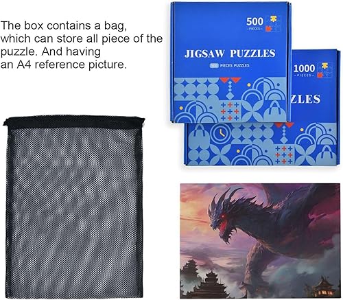 Miniatura 7 de Fly Dragon - Rompecabezas de 500 piezas para adultos, rompecabezas educativos de aprendizaje, juguetes familiares difíciles y desafiantes con bolsa