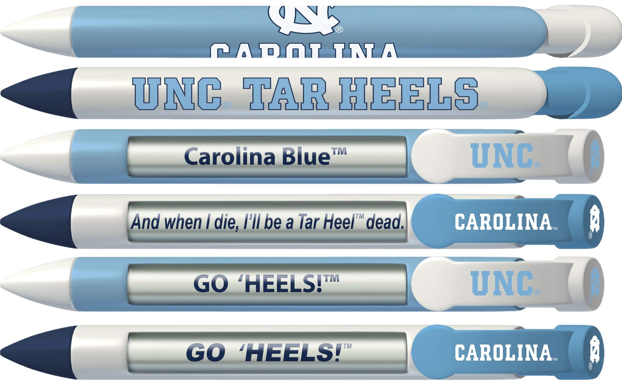 Greeting Pen College Pen-North Carolina Tar Heels Braggin' Rights Rotating Message 6 Pen Set 20506