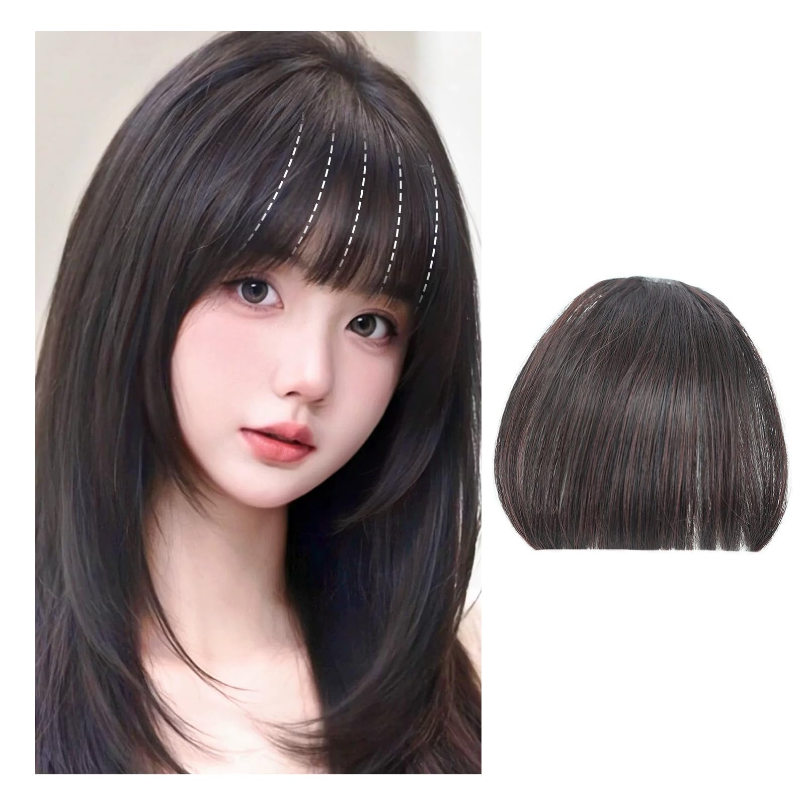 Amazon.co.jp: Sedrick 黒髪 前髪 ウィッグ 人毛 ぱっつん レディース