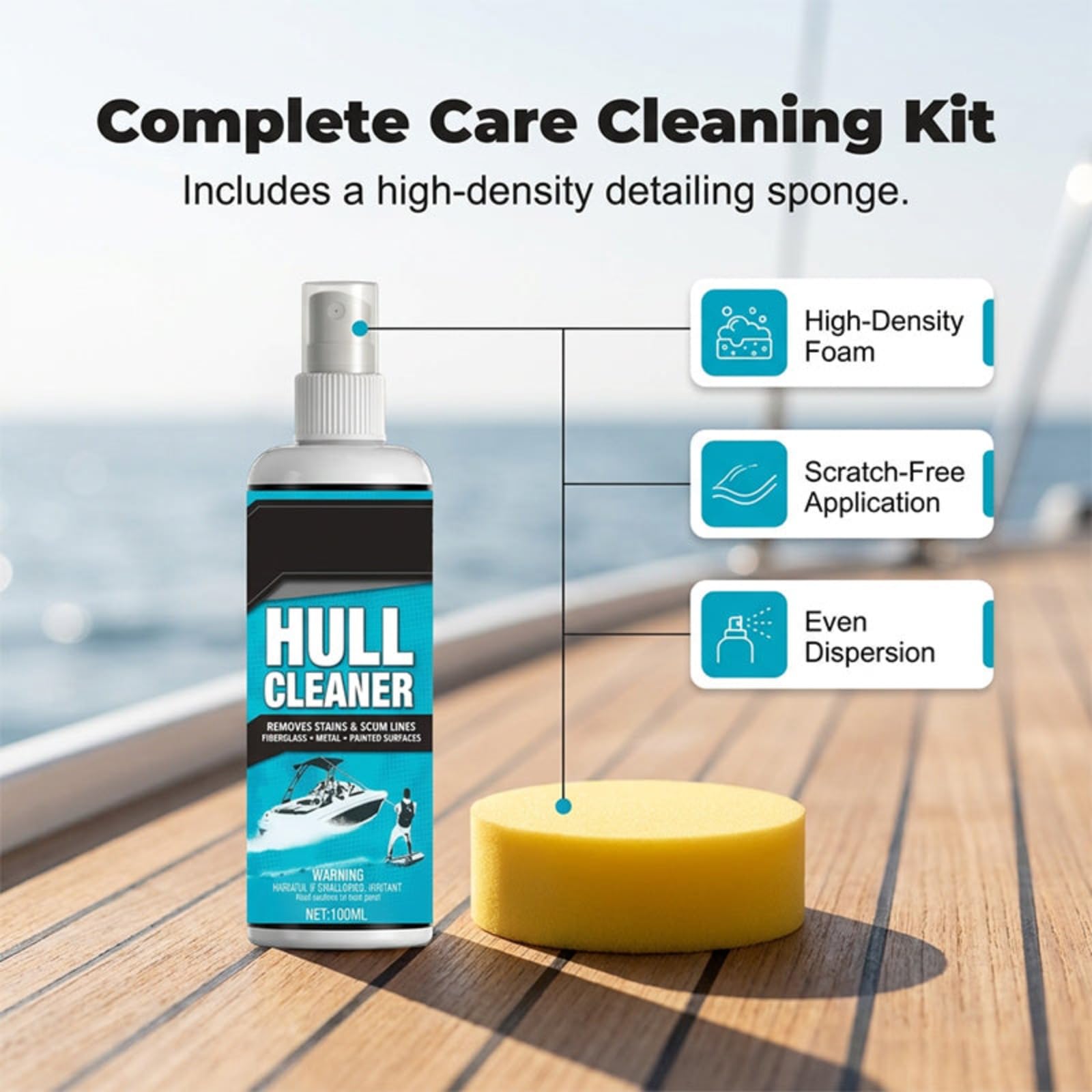 Detergente per scafi di Barche 100 ml, smacchiatore per la Linea di galleggiamento, detergente per incrostazioni Marine, rimuove ruggine, alghe e Macchie ostinate dallo Scafo,