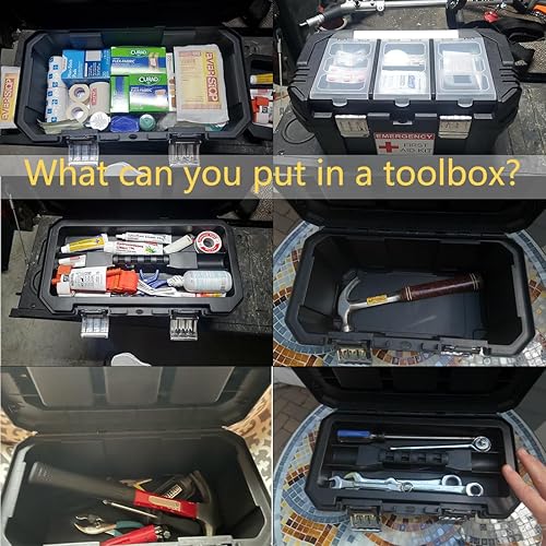 Miniatura 3 de Anyyion 13 inch Small Tool Box with Removable Tray, Truly Strong and Durable For Hobby or Craft Storage Toolbox, (Internal Size:12.9"Lx6.1"Wx5.9"H)