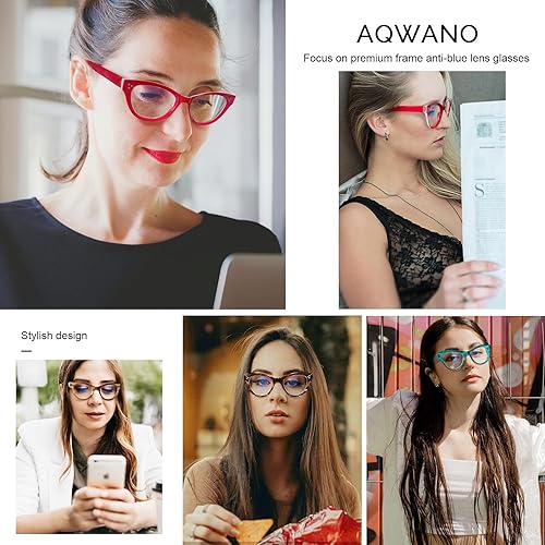 Miniatura 5 de AQWANO Gafas de lectura cuadradas de gran tamaño para mujer, bloqueo de luz azul, lectores elegantes de diseñador, filtro antideslumbrantefatiga
