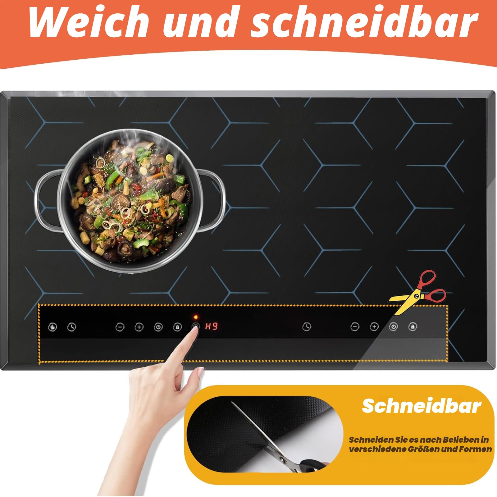 Herdabdeckplatte Schutzmatte ，62x53cm Glasfaser wiederverwendbare abdeckung Herdabdeckung matte,für Induktion Kann beheizt werden Glaskeramik-Kochfeldabdeckung