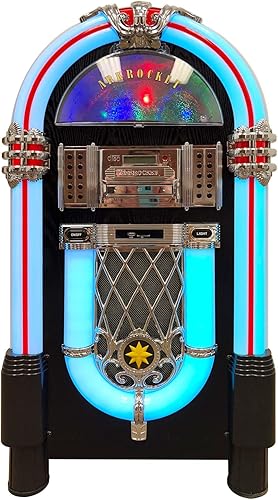 Miniatura 10 de Arkrocket Jukebox reproductor de discos de vinilo de tamaño completo Bluetooth USB SD Reproductor de CD Radio, tocadiscos retro, Jukebox clásico