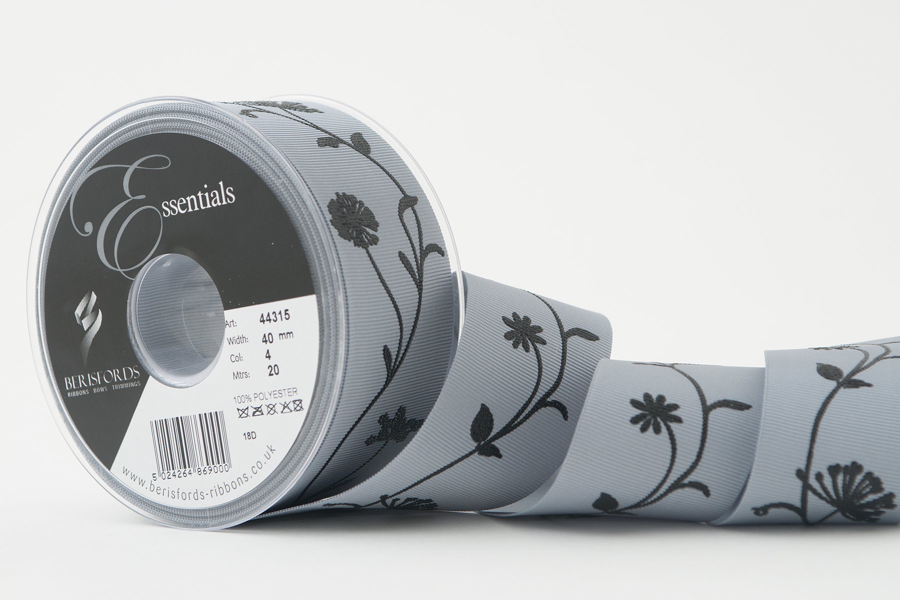 Berisfords Grey Bramble Ribbon