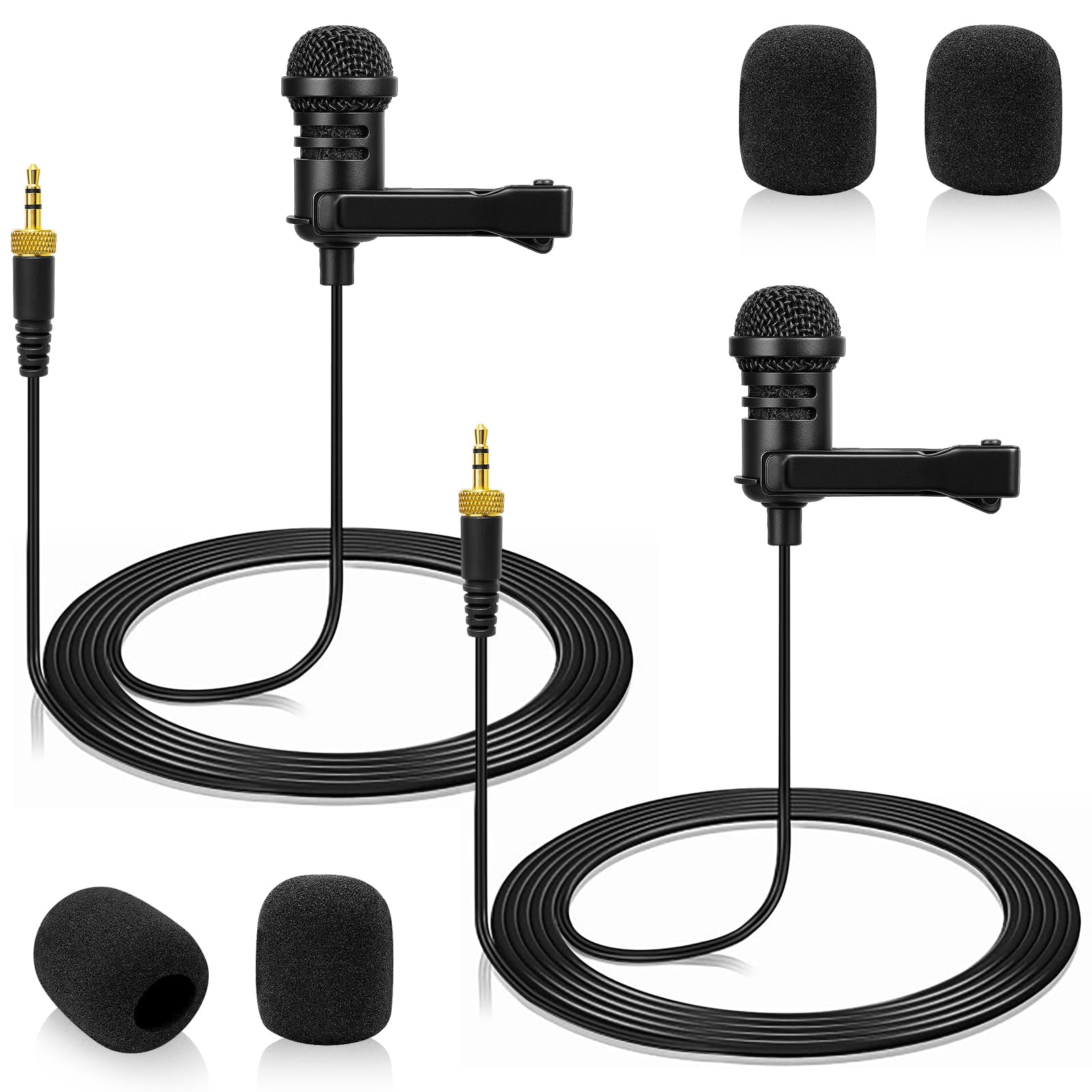 CLANMOU 2-Pack Omnidirectional Lavalier Microphones Compatible with Sennheiser Wireless Systems (EW/EWD/G Series), Ideal for YouTube, Lectures & Live Performances