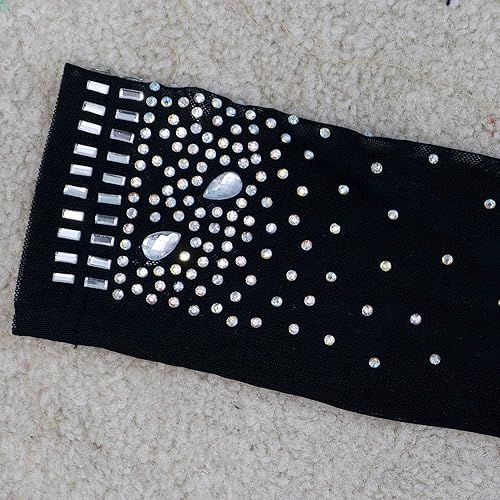 Vista 4 de Molilove Overol sexy para mujer, elegante, de manga larga, ajustado, de malla transparente, con diamantes de imitación, casual, suelto