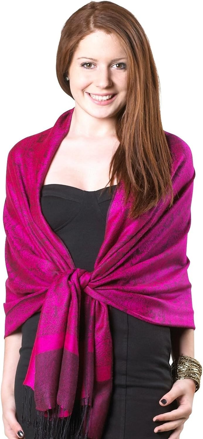 Gilbins Luxurious Paisley Design 28 x 70 Silk Blend Pashmina Shawl Wrap