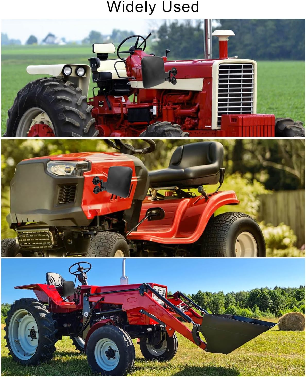 Universal Tractor Rearview Mirrors With Suction Cup Compatible with Riding Mower Tractors Dozers Snowplow UTV, No-Drilling Side Mirrors