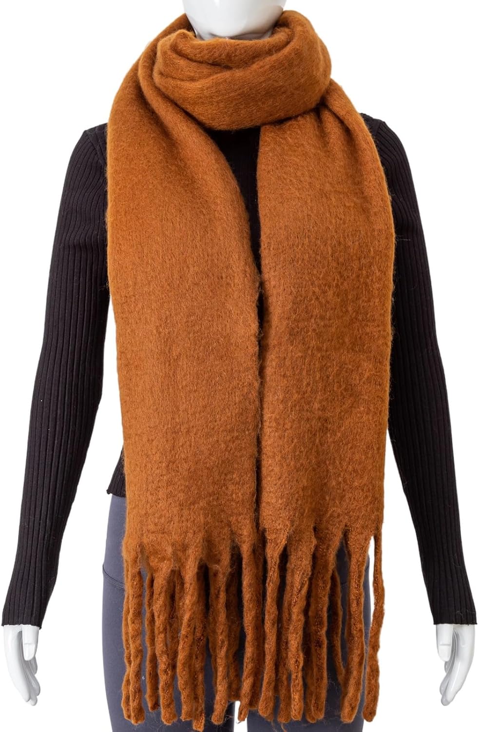 AUSEKALY Women's Scarf Big Colorful Thick Blanket Wrap Winter Oversized Warm Chunky Scarves Solid - Image 4