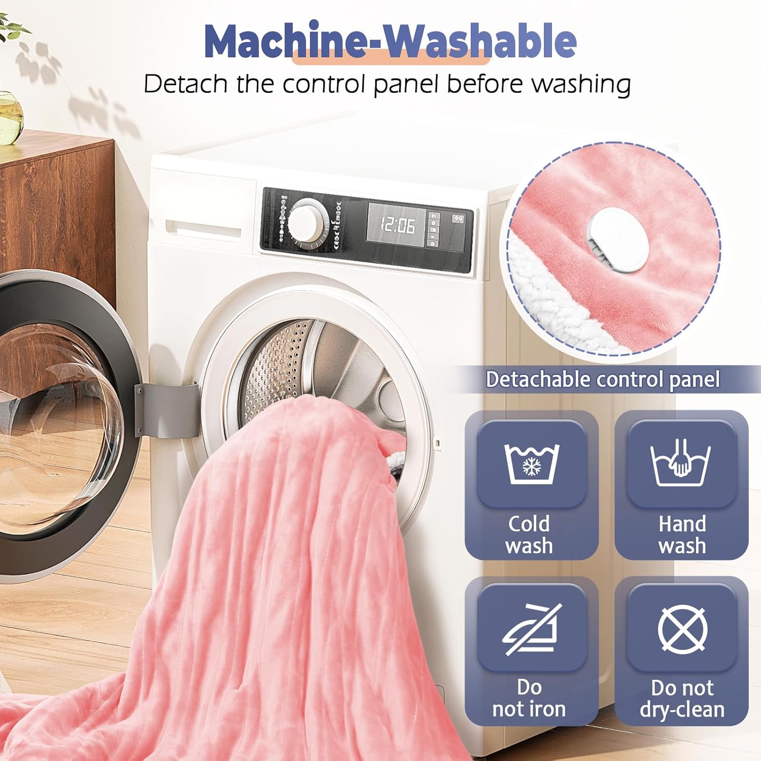 Wearable Heated Blanket with Foot Pocket, Electric Wearable Throw Blanket with Sleeves, Hood, Portable Heated Blanket with 8 Heat Settings, 1-10 Hours Auto Shut-off, Gift for Family, Friends, 50*70" - Image 7