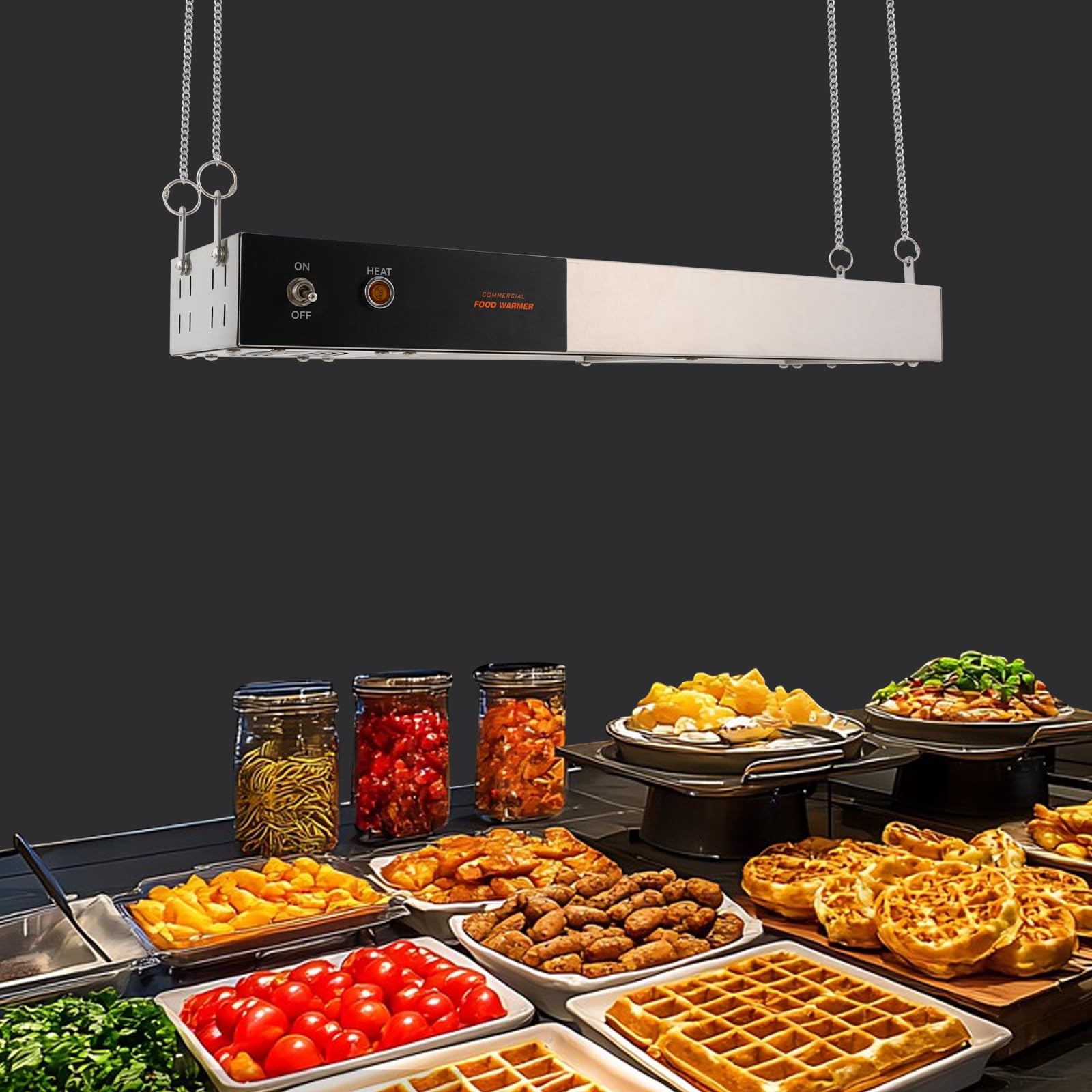 Lampada di calore per alimenti, 750 W, commerciale, lampada a buffet Server sospesa, regolabile in altezza per buffet e cucina sala da pranzo