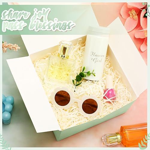 Miniatura 2 de Crtiin Juego de 8 cajas de regalo de 8 x 8 x 4 pulgadas, papel verde, propuesta de dama de honor, caja de regalo con tapas para regalos, bodas,