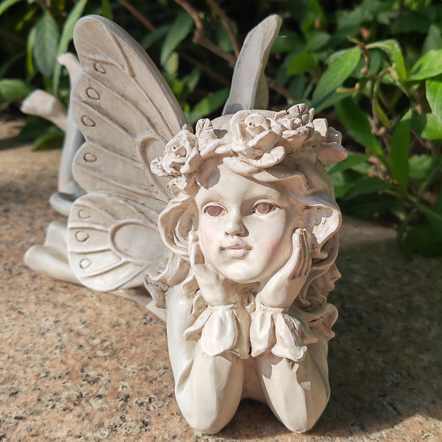 Whimsical Angel Garden Statue – Hand-Painted Laying Fairy Figurine for Yard, Patio or Flower Bed – Resin Outdoor Decoration (10.2” Long)