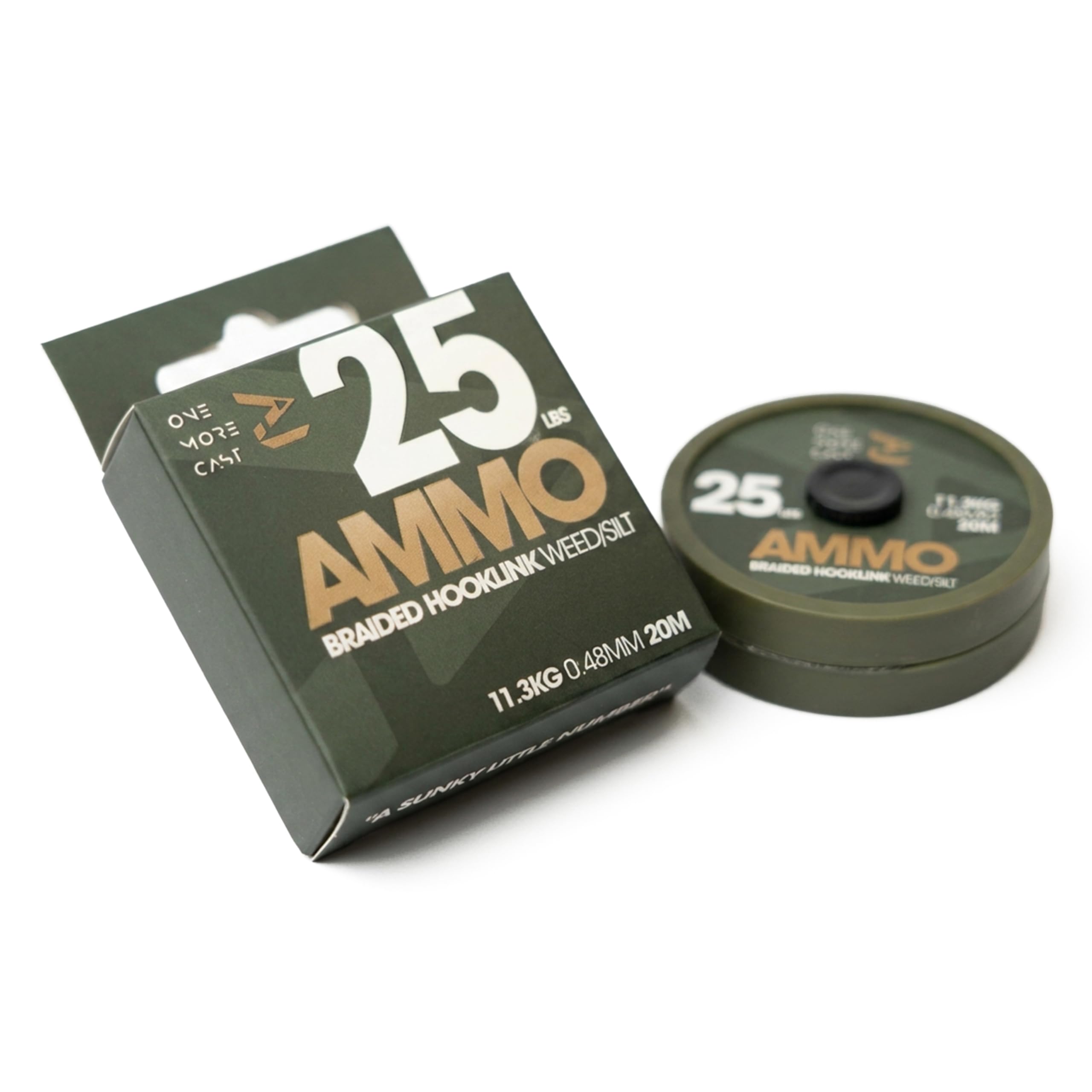 OMC AMMO Camo Braided Hooklink (25lb & 50lb | Weed, Silt & Gravel/Clay) 20m – High Strength Carp & Catfish Fishing Braid for Solid Bag, Combi Rigs