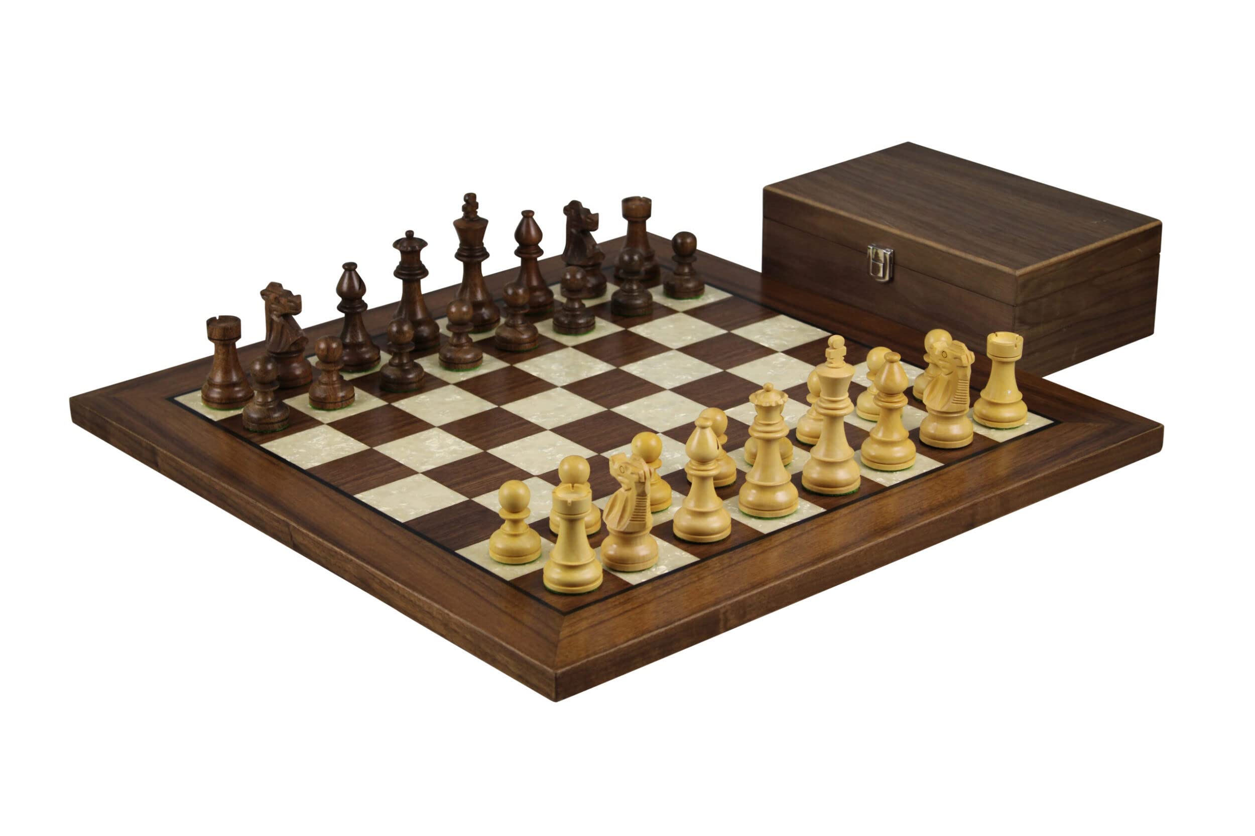 Grandmaster Championship, set di scacchi Helena in madreperla, in legno di noce, 50,8 cm, ponderato Sheesham French Knight Staunton, con scatola di scacchi in noce 9,5 cm